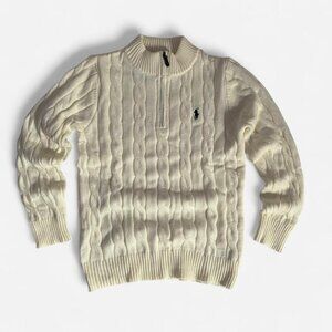 Polo Ralph Lauren Cream cable knit cotton quarter zip sweater
